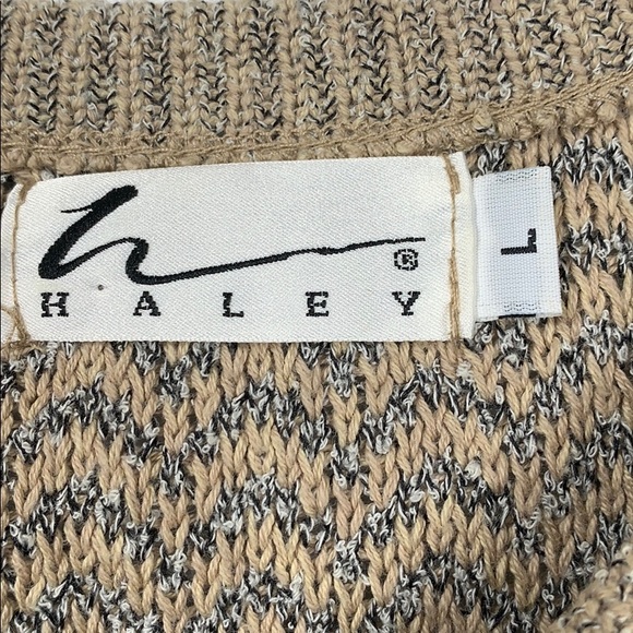 Haley beige and black woven long sleeved sweater L - Picture 4 of 6